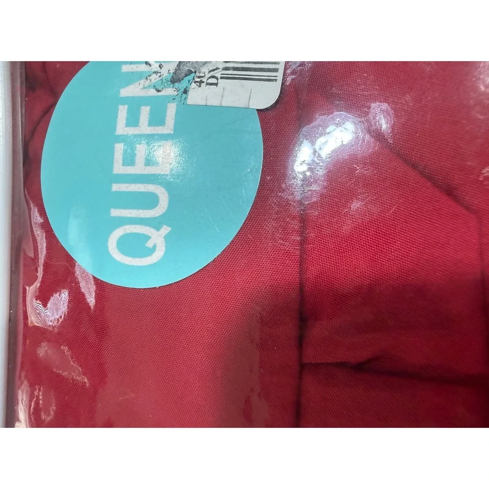 Lacoste Queen Sheet Set 100% Cotton Percale Red Solid Bedding New